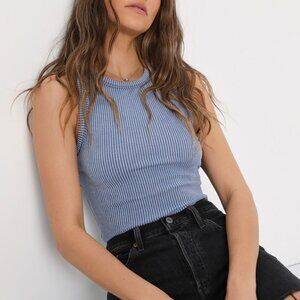 Essential Update Slate Blue Ribbed Tank Top